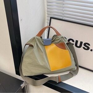 Stylish Green and Yellow Women's Bag